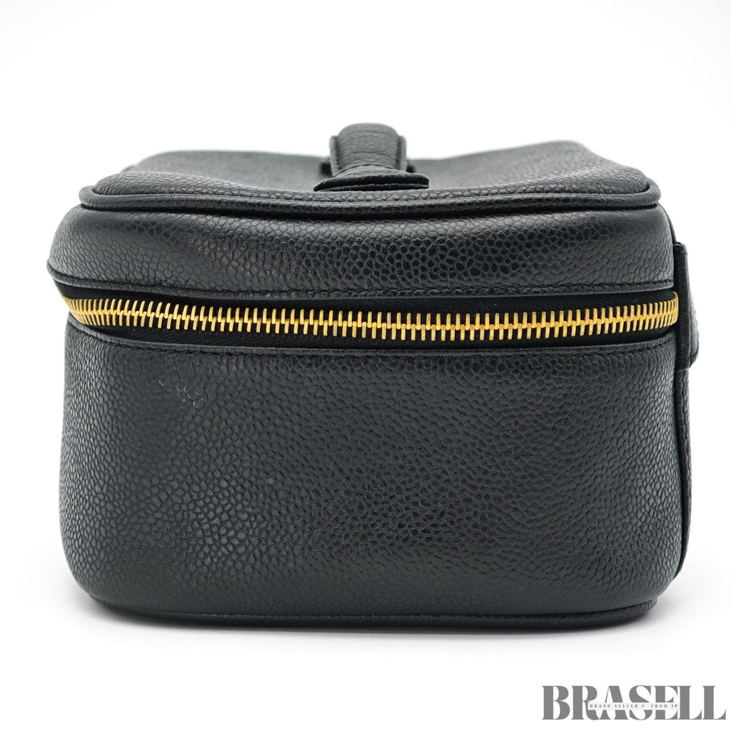 CHANEL Coco Mark Vanity Bag Mini Black Cosmetic Bag Women's