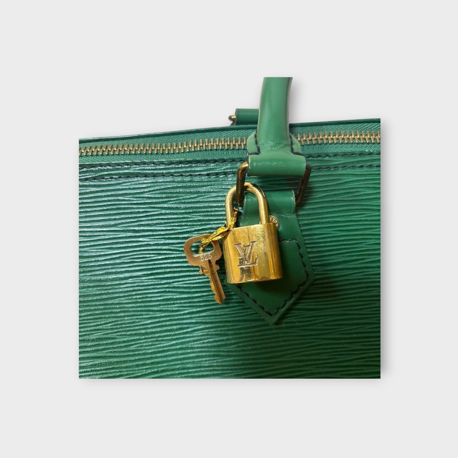 Louis Vuitton Speedy 35 M42994 Borneo Green Leather Gold Hardware 【B】