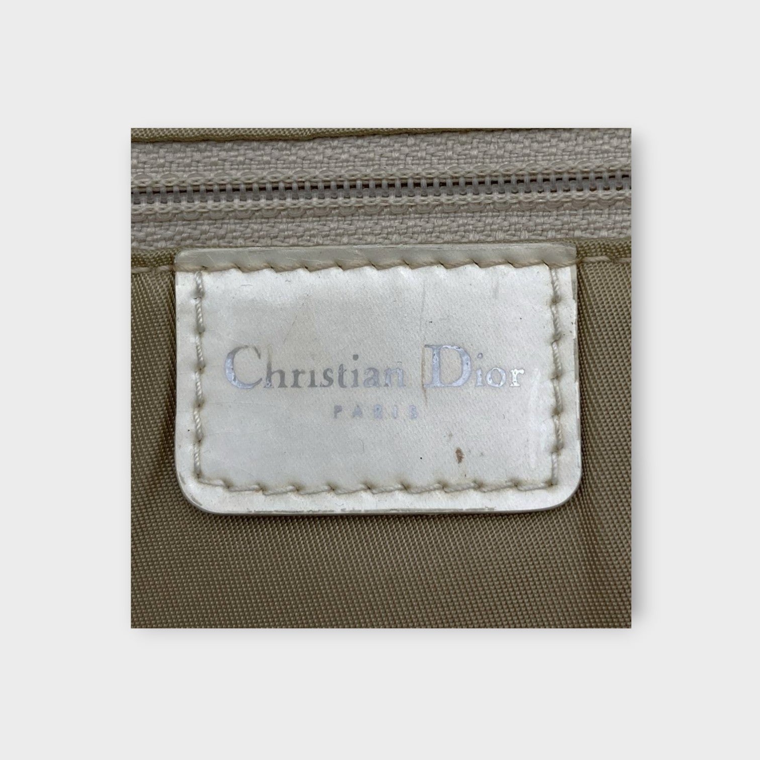 Dior Handbag Tote Bag Beige Haircalf Leather PVC Malice Pearl Magnet 【B】