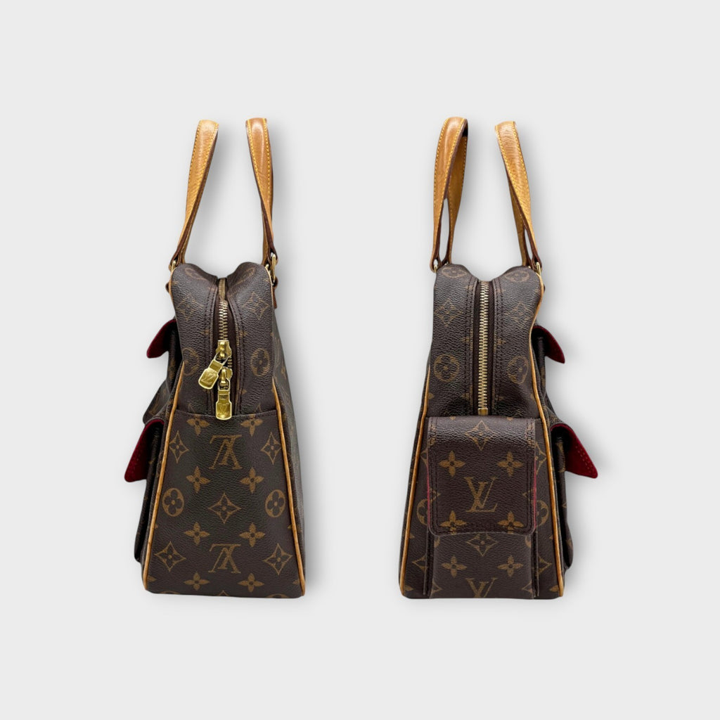 Louis Vuitton Monogram Excentri Cite M51161 Handbag Canvas Leather Brown【B】