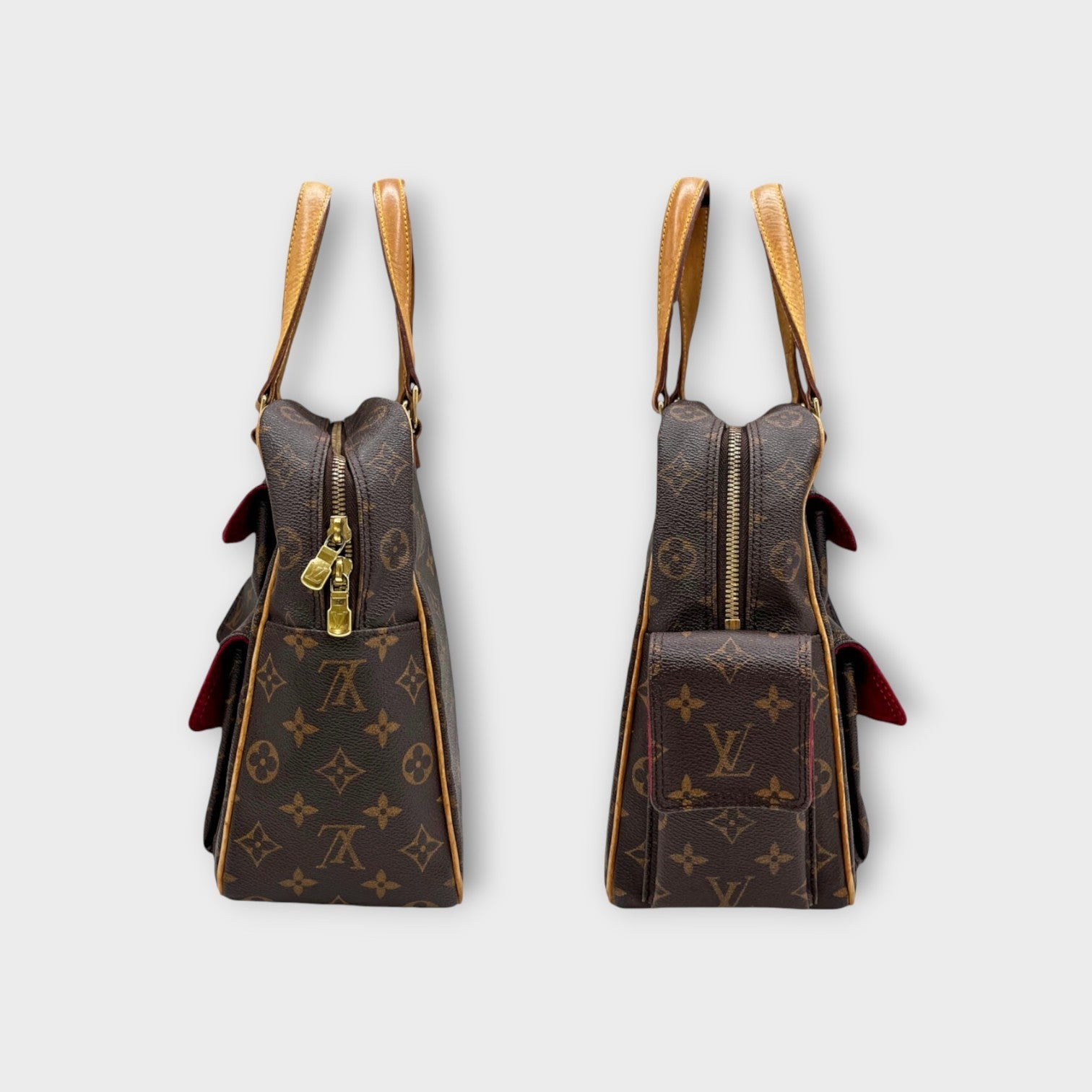 Louis Vuitton Monogram Excentri Cite M51161 Handbag Canvas Leather Brown【B】
