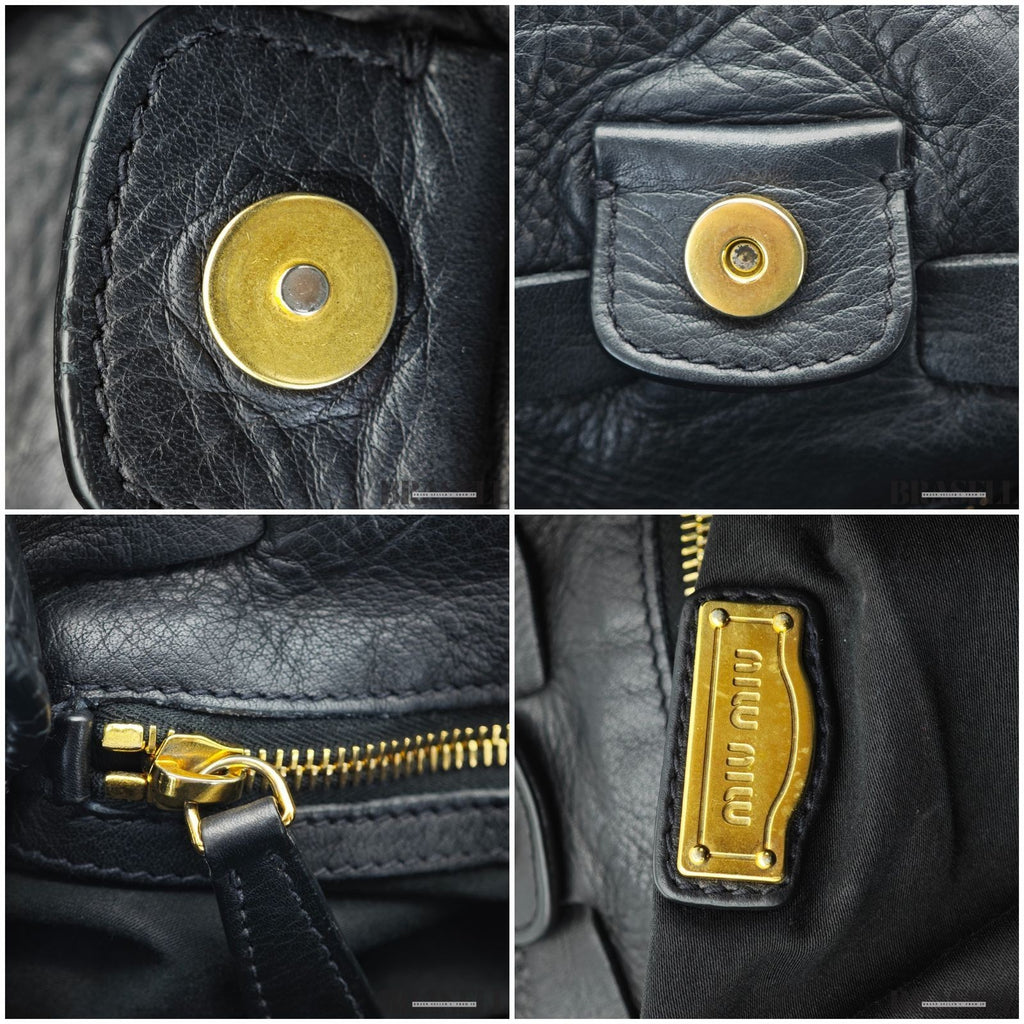 Miu Miu Madras 2-Way Bag RL0058 Handbag Shoulder Bag Black Women's