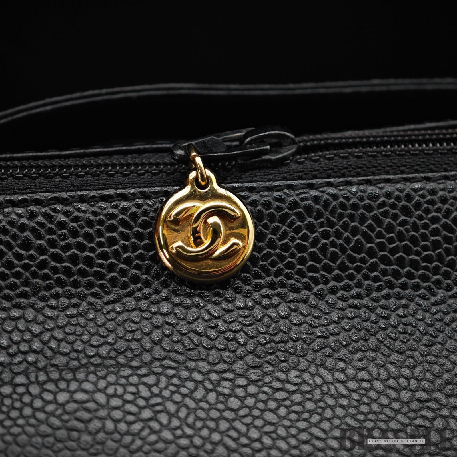 CHANEL Top Handle Bag Caviar Skin Black Handbag Women's Guarantee Card
