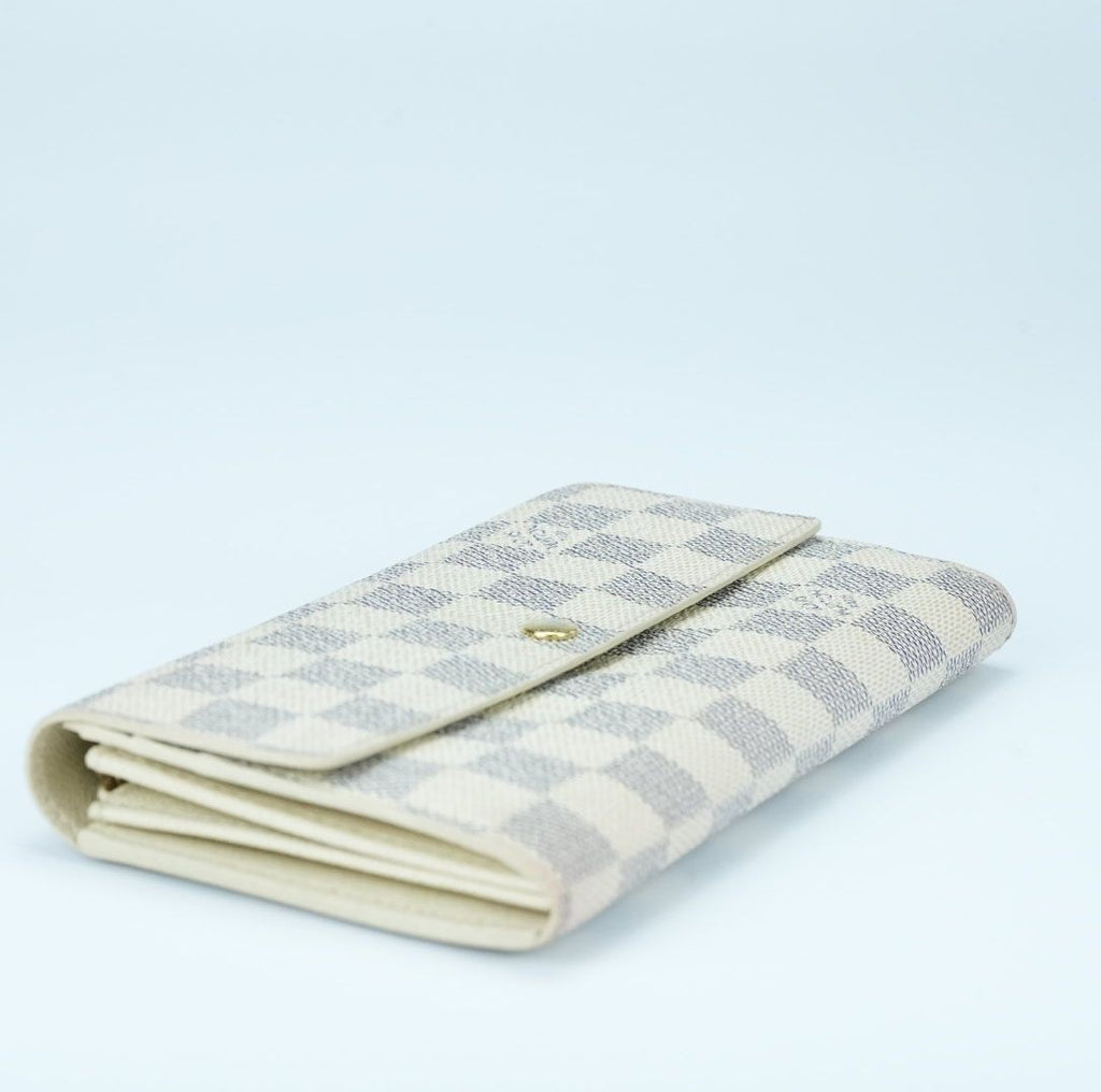 LOUIS VUITTON Damier Azur Portefeuille Sarah N61735 Long Wallet Men and Women