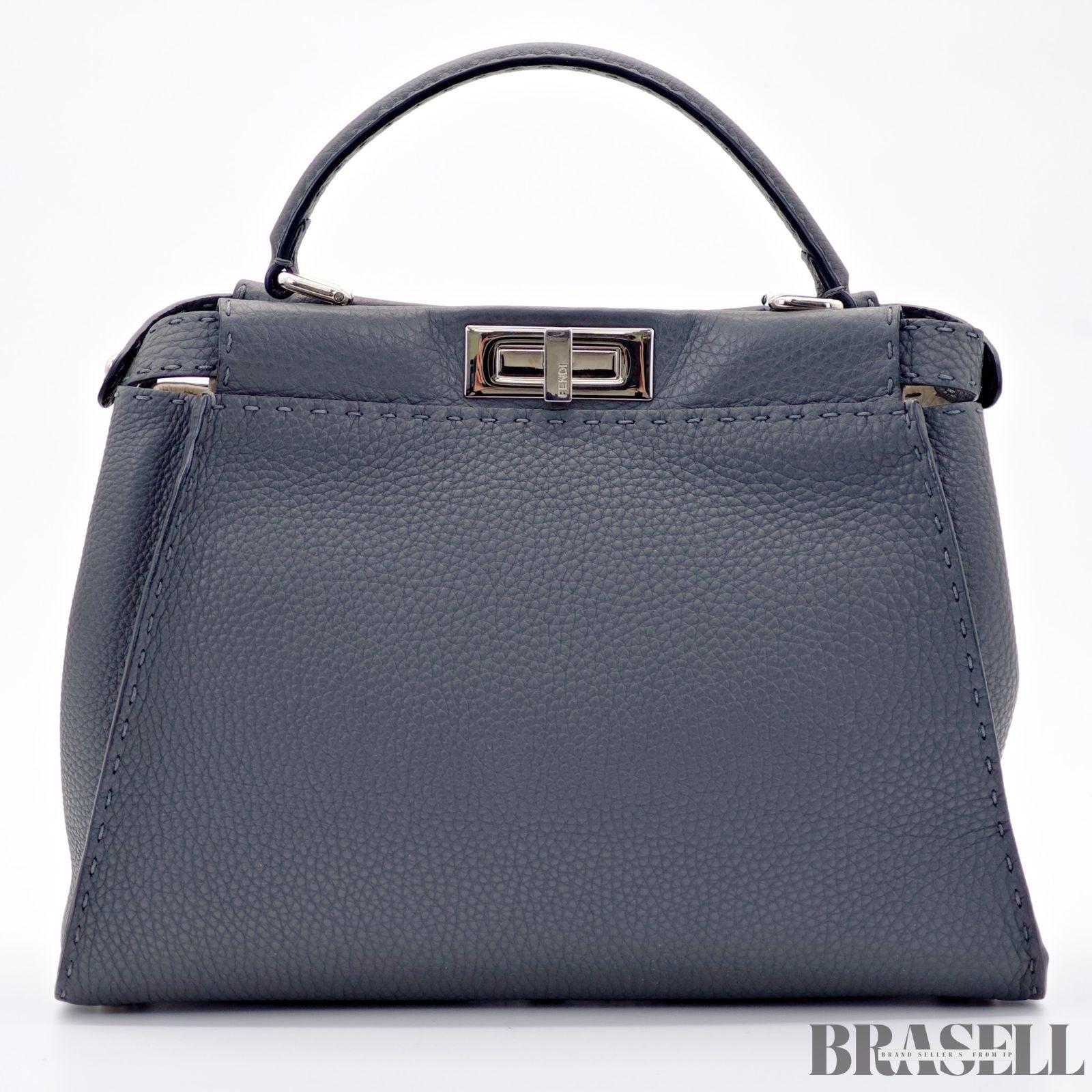 FENDI Peekaboo Selleria 8BN290 Gray Shoulder Bag/Handbag for Commuting Women's