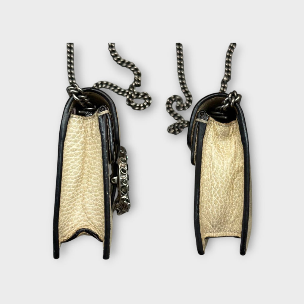 Gucci Dionysus Chain Shoulder Bag Leather Ivory Silver Hardware【A】