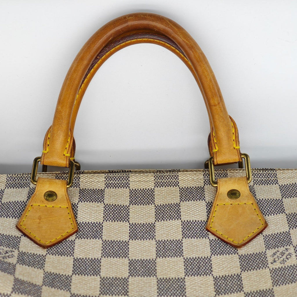 LOUIS VUITTON Damier Azur Speedy N41533 Boston Bag Large Capacity White