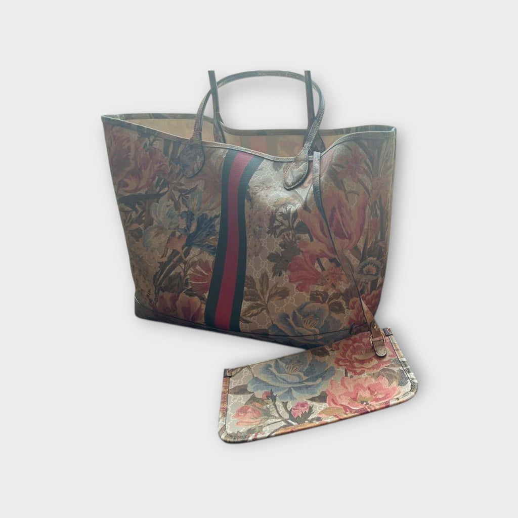 Gucci GG Flora Ophidia PVC Tote Bag Floral Print