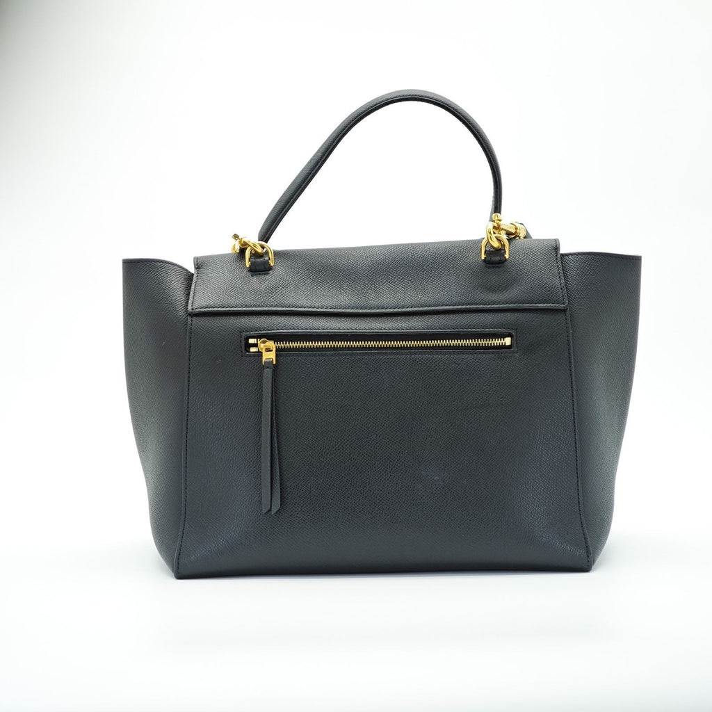 CELINE Luggage Shoulder Bag Leather 2-Way Black Women's