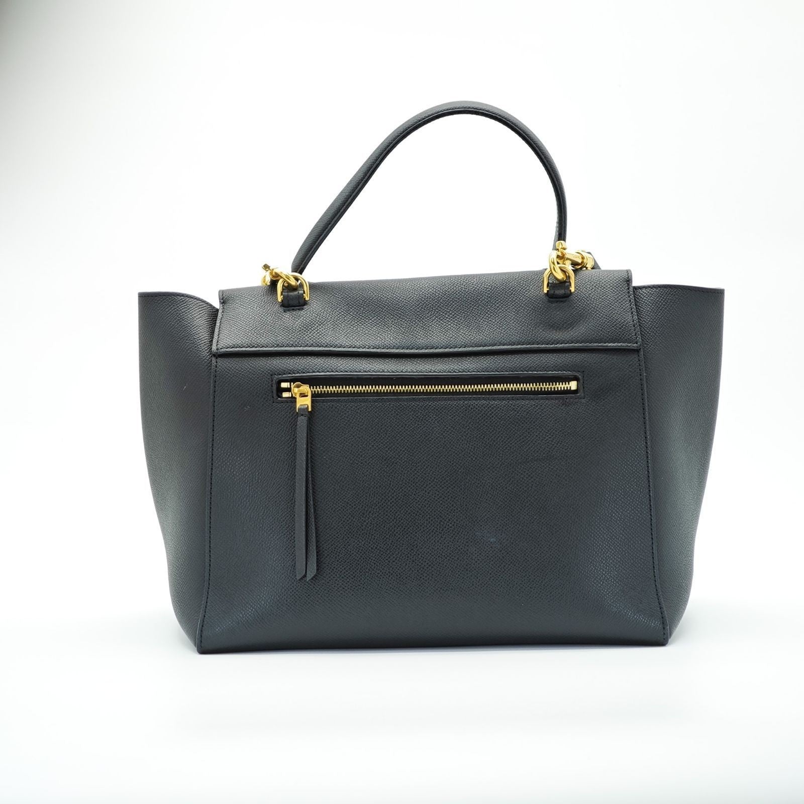CELINE Luggage Shoulder Bag Leather 2-Way Black Women's