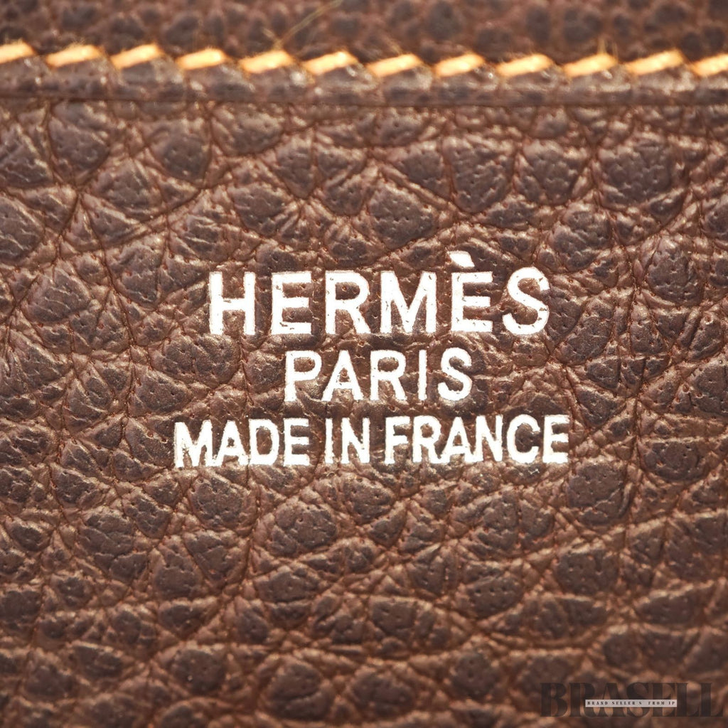 HERMES Evelyn 2 GM Punching H logo Shoulder Bag Brown w/Box Dust Bag Strap