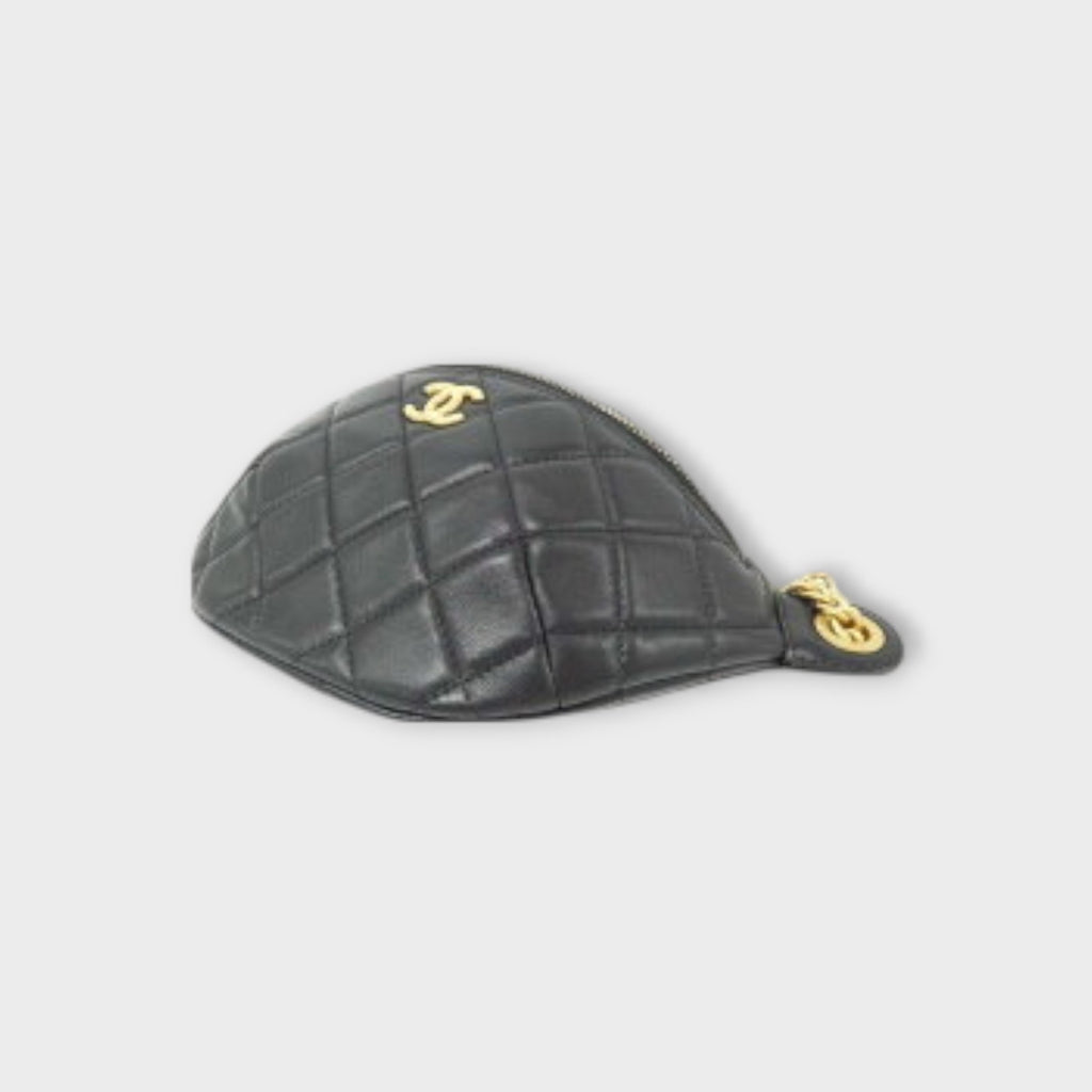 CHANEL Waist Bag Black Gold
