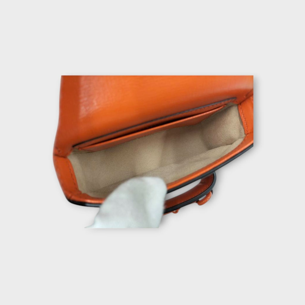 GUCCI Horsebit 1955 2Way Shoulder Bag Leather Orange 726863 【N】