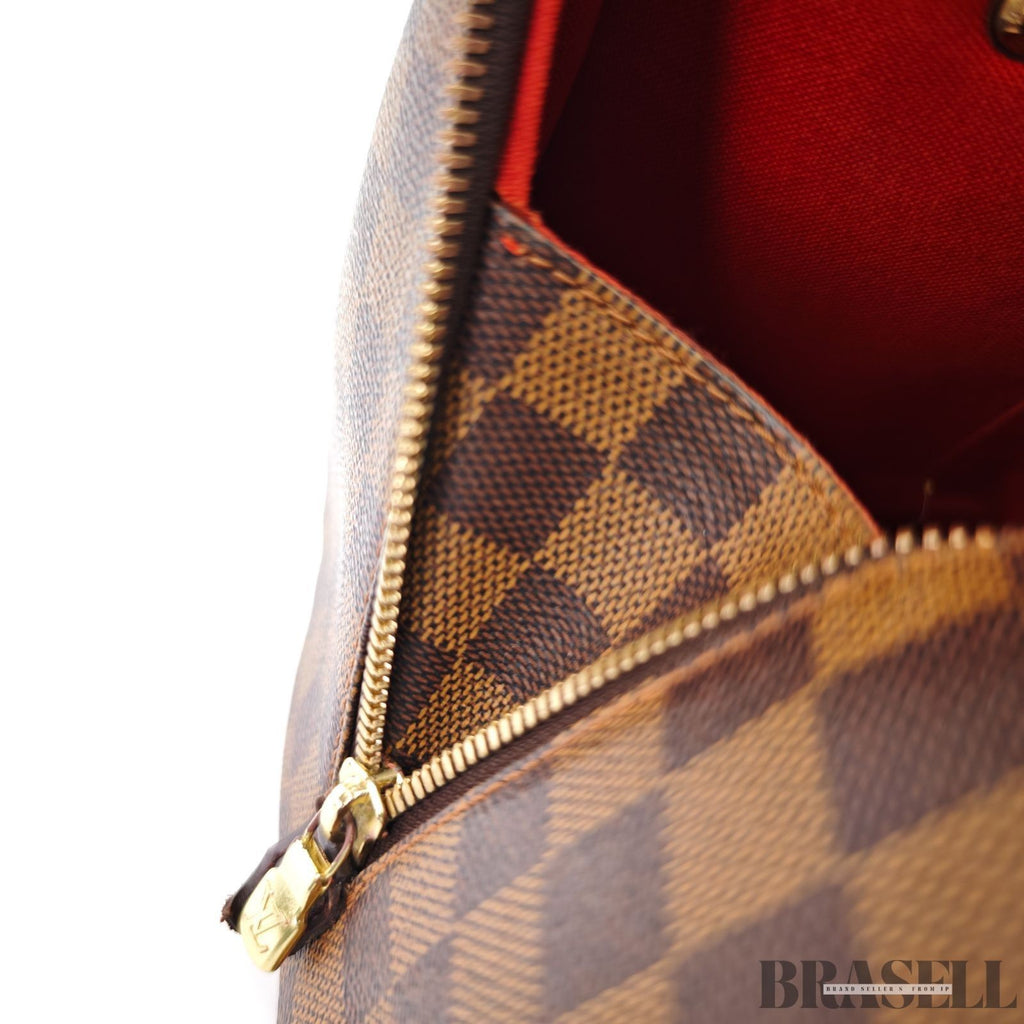 LOUIS VUITTON Logo Ribera MM Hand Bag Damier Ebene Leather Brown N41434 Spain