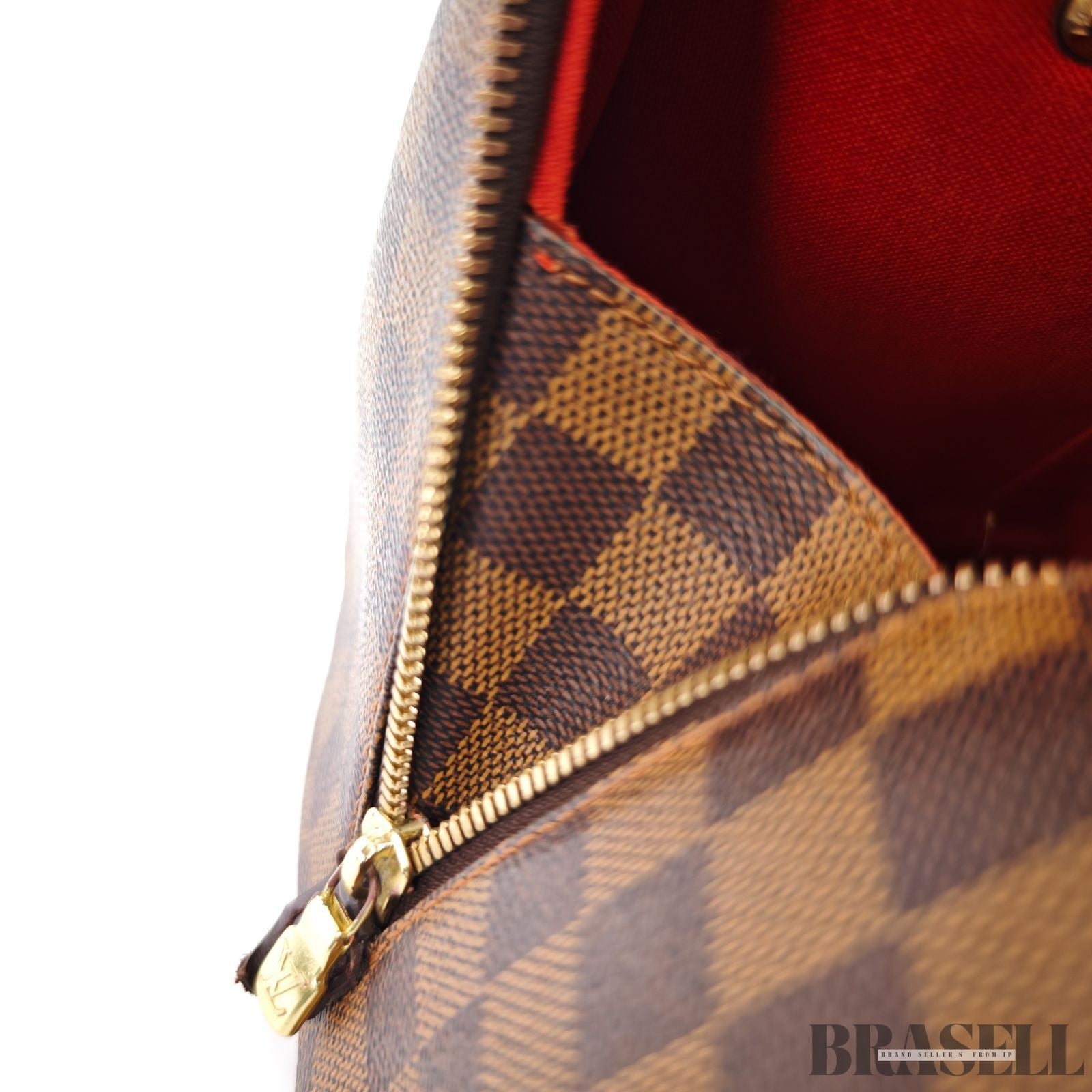 LOUIS VUITTON Logo Ribera MM Hand Bag Damier Ebene Leather Brown N41434 Spain