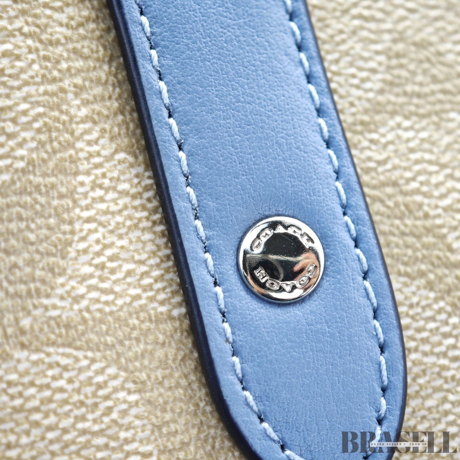COACH Luxury Signature Tote Bag Beige/Blue for Women