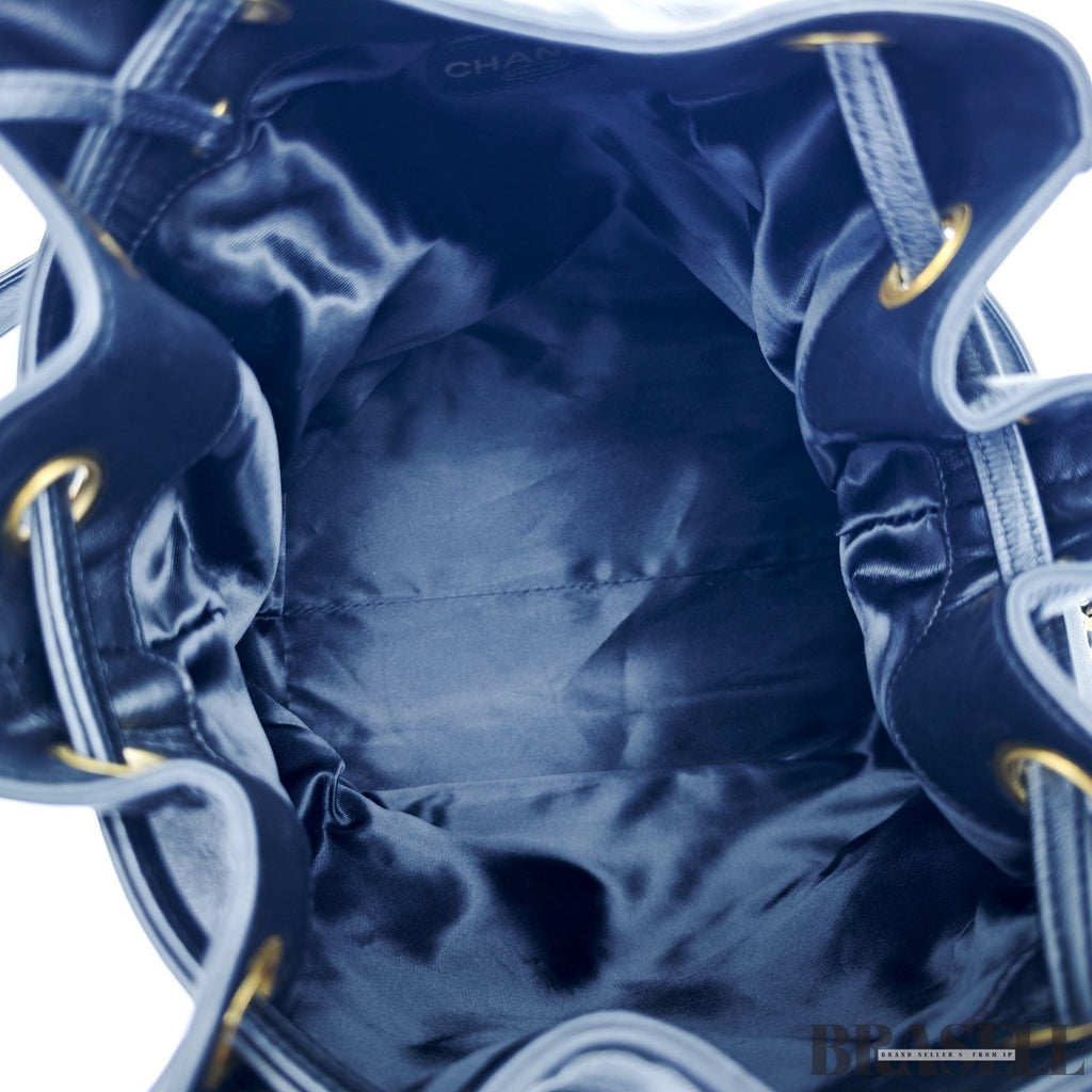 Chanel Drawstring Lambskin Coco Mark Chain Shoulder Bag Black Women w/Dust Bag