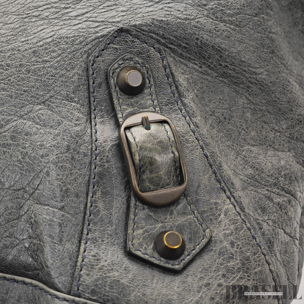 BALENCIAGA The Day Shoulder Bag Leather Hobo Bag Black