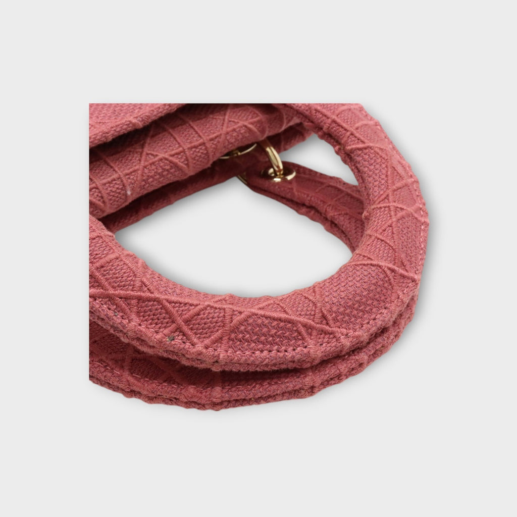 Christian Dior Lady D-Lite Cannage Embroidery Handbag 2Way Canvas Rose 【A】