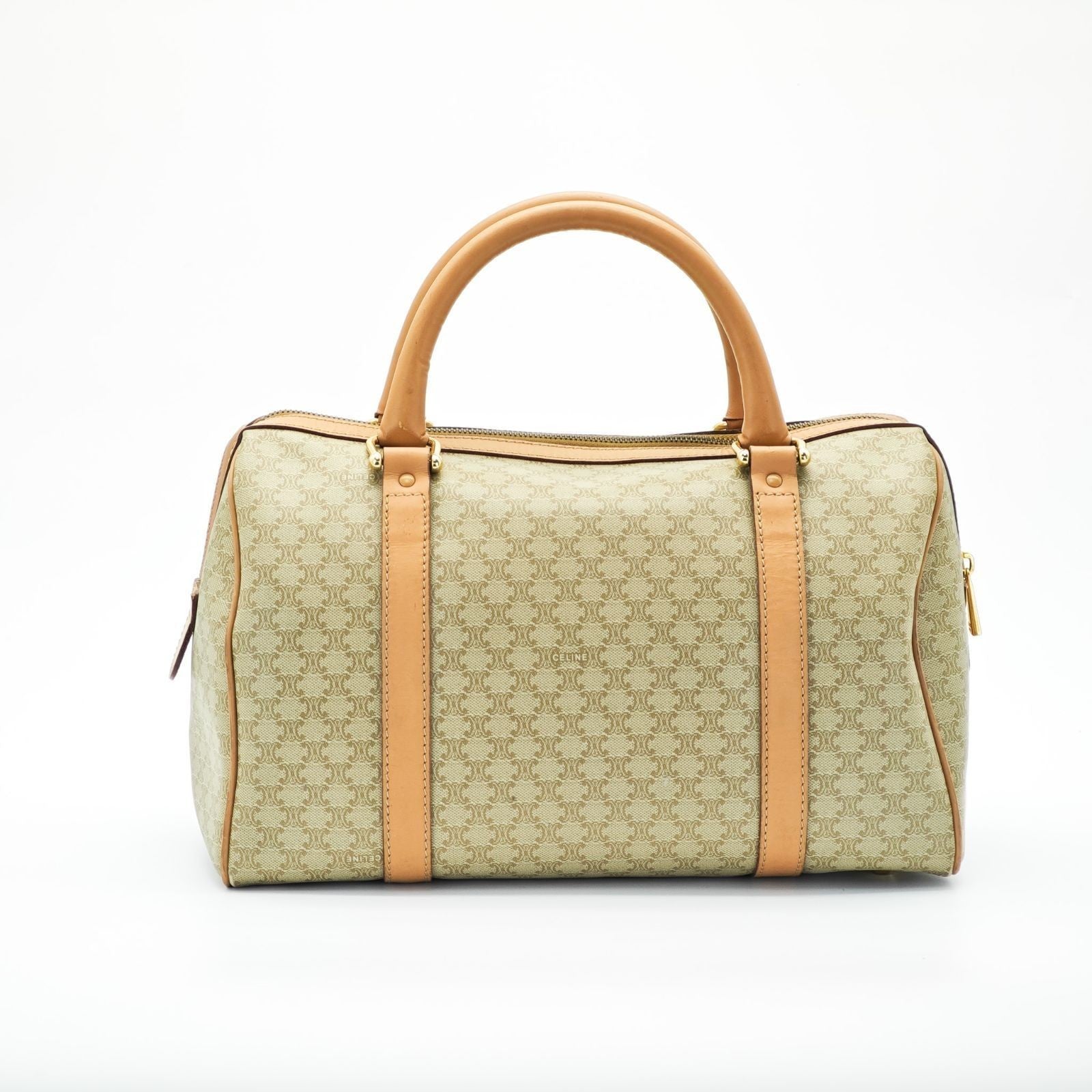 CELINE Macadam Mini Boston Bag Brown/Beige Women's