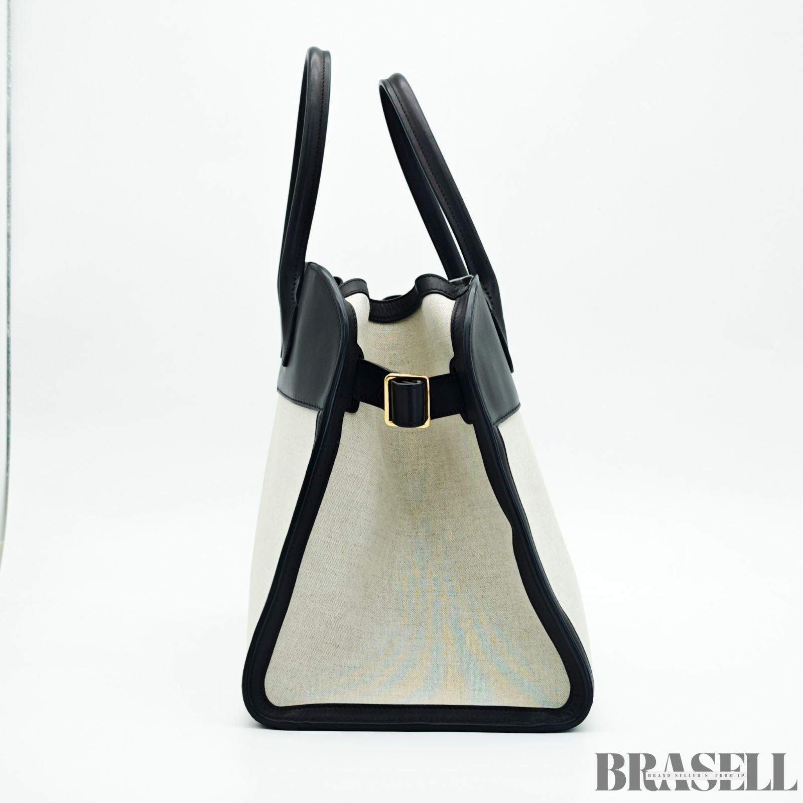 The Row Margaux 15 Handbag Tote Bag Black Beige Canvas Leather Woman