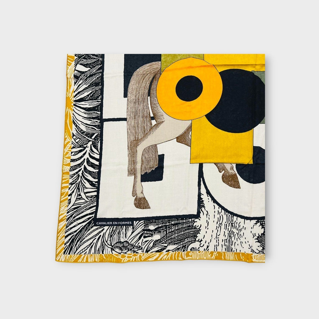 Hermès Carré Géant "Cavalier en Forme" Scarf 140 Cashmere Silk 【A】