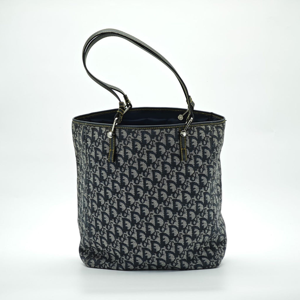 Dior Trotter Tote Bag Canvas and Leather Navy Color