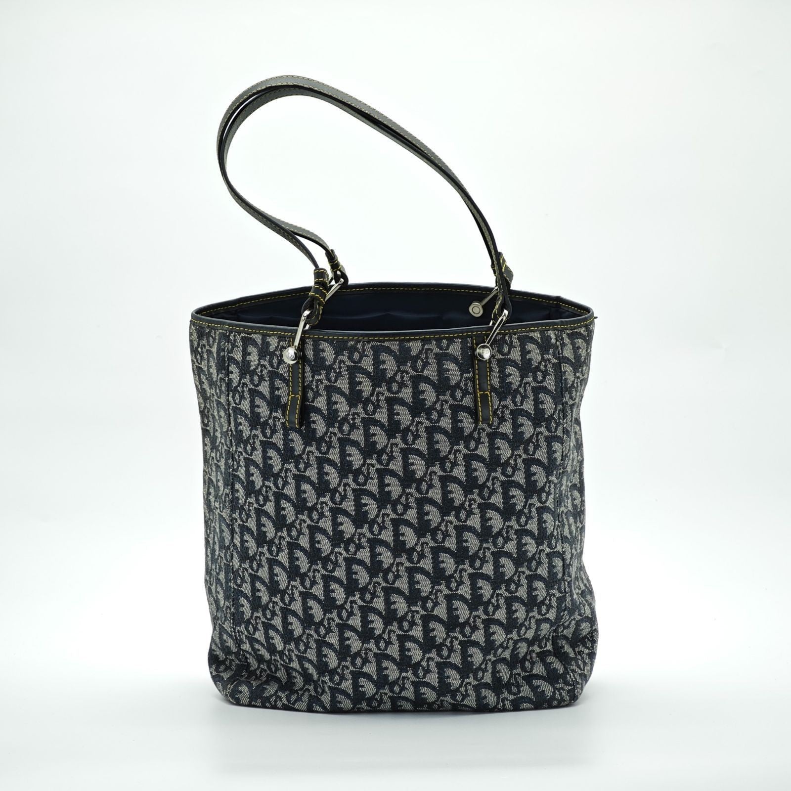 Dior Trotter Tote Bag Canvas and Leather Navy Color