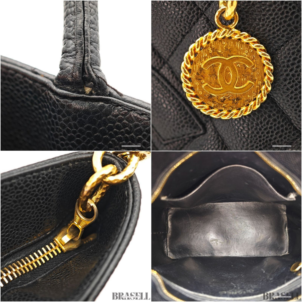 CHANEL Reissue Tote Bag Handbag Black Caviar Skin Women's With Guarantee Card