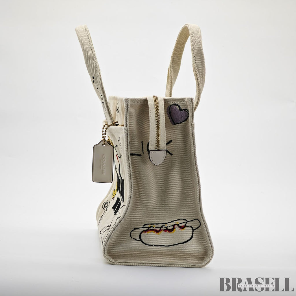 COACH Cargo Tote Bag Sketch Print New York 2-Way Shoulder Bag White