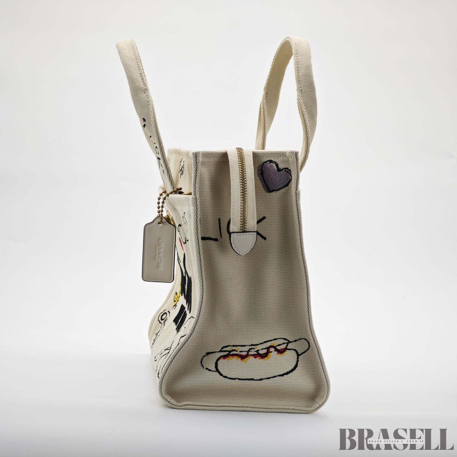 COACH Cargo Tote Bag Sketch Print New York 2-Way Shoulder Bag White