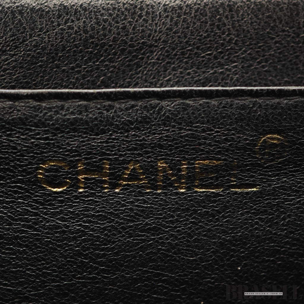 CHANEL Top Handle Bag Caviar Leather Handbag Black Women's with Dust Bag Card