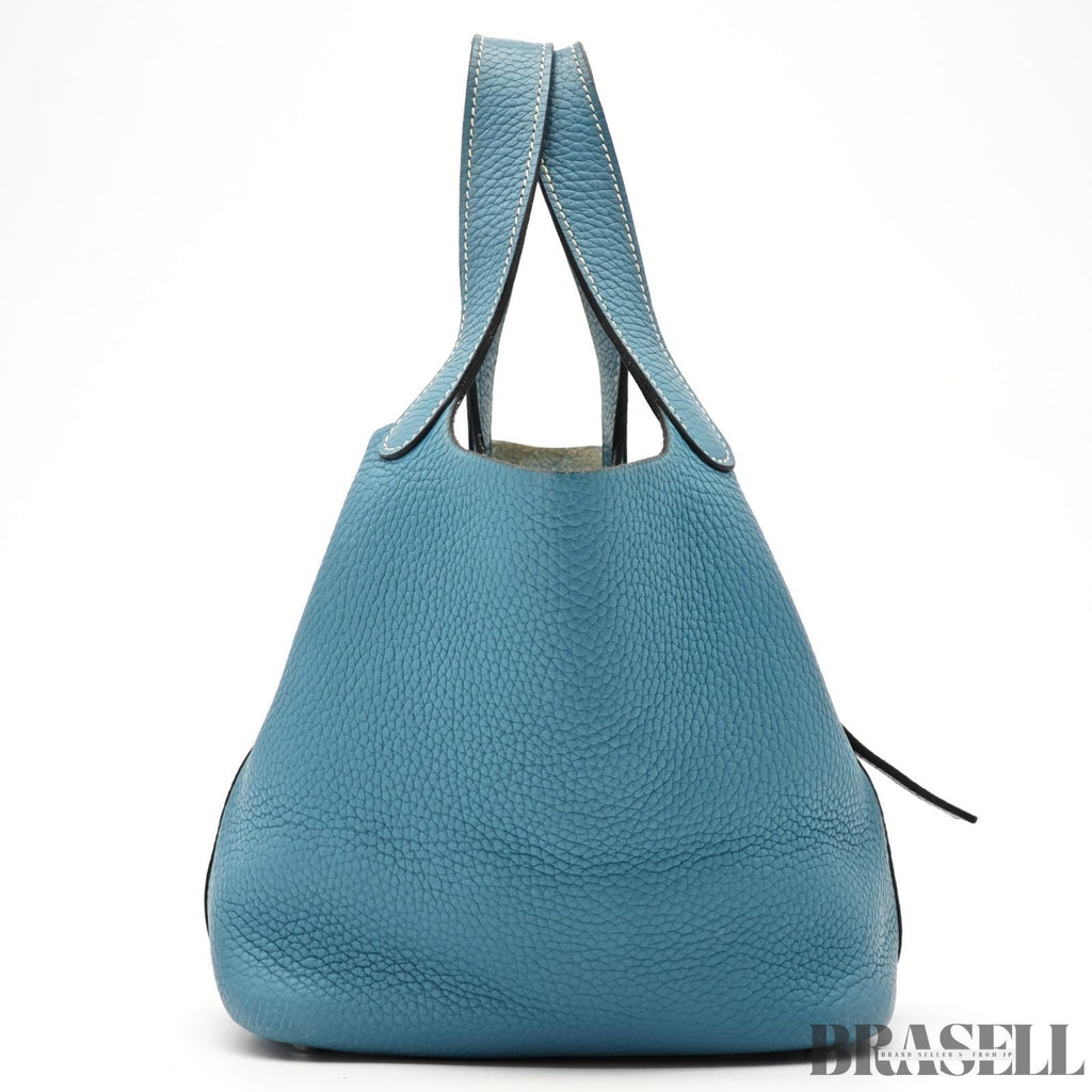 Hermes Picotin Blue Jean Taurillon Bag Tote Bag Bucket Bag Blue Silver Hardware