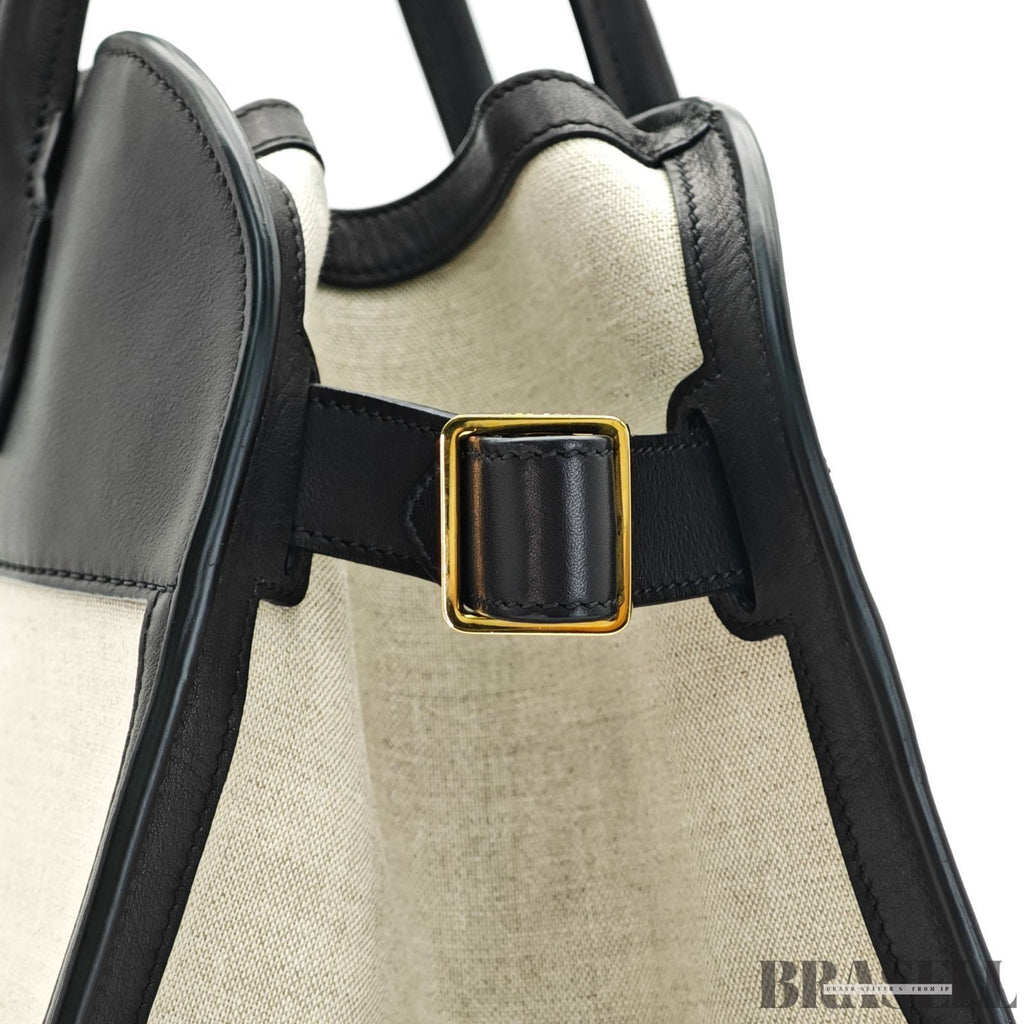 The Row Margaux 15 Handbag Tote Bag Black Beige Canvas Leather Woman