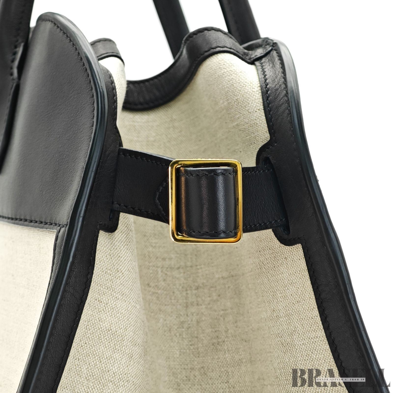 The Row Margaux 15 Handbag Tote Bag Black Beige Canvas Leather Woman