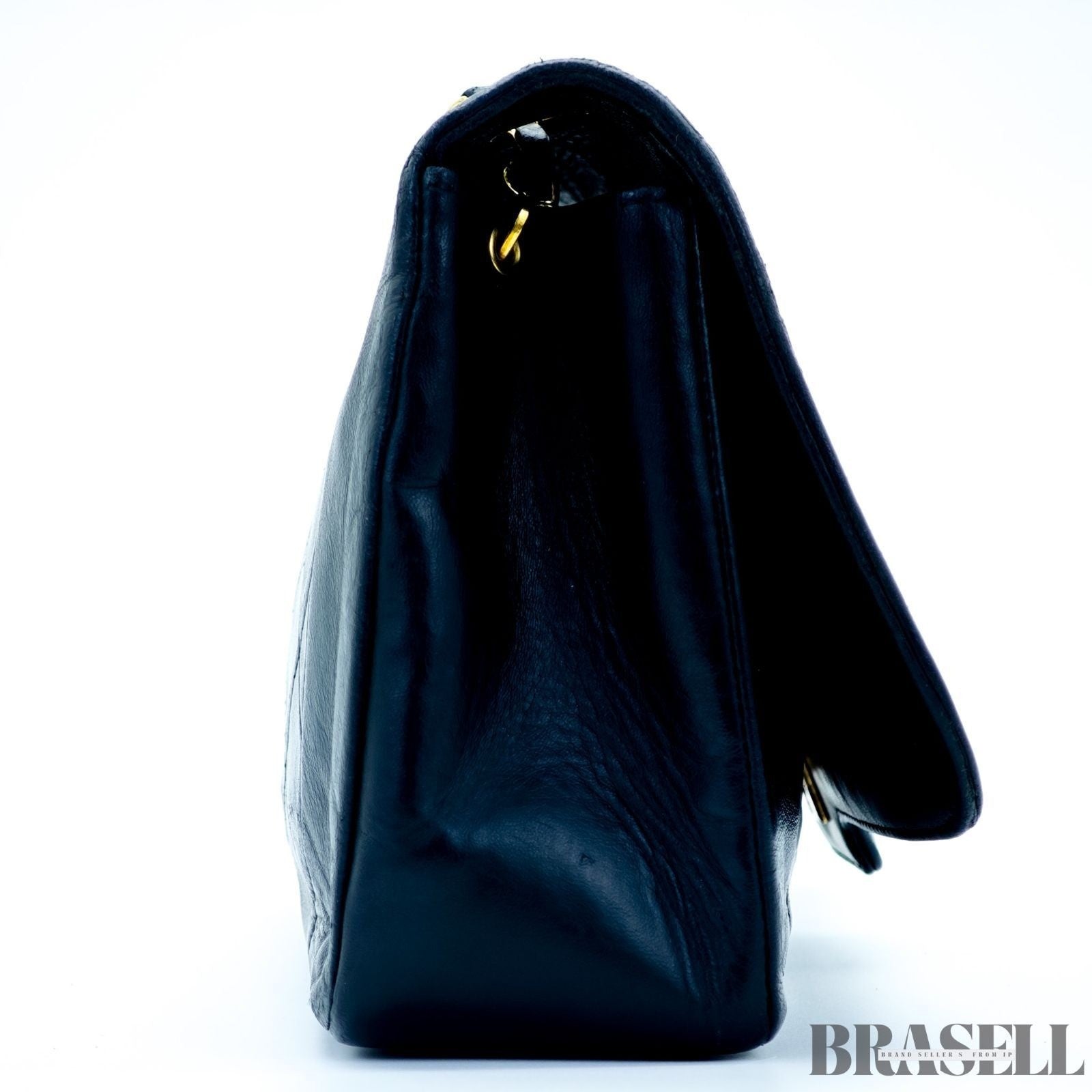 Chanel Matelassé Coco Mark Diana Shoulder Bag Flap Compact Black Leather Women