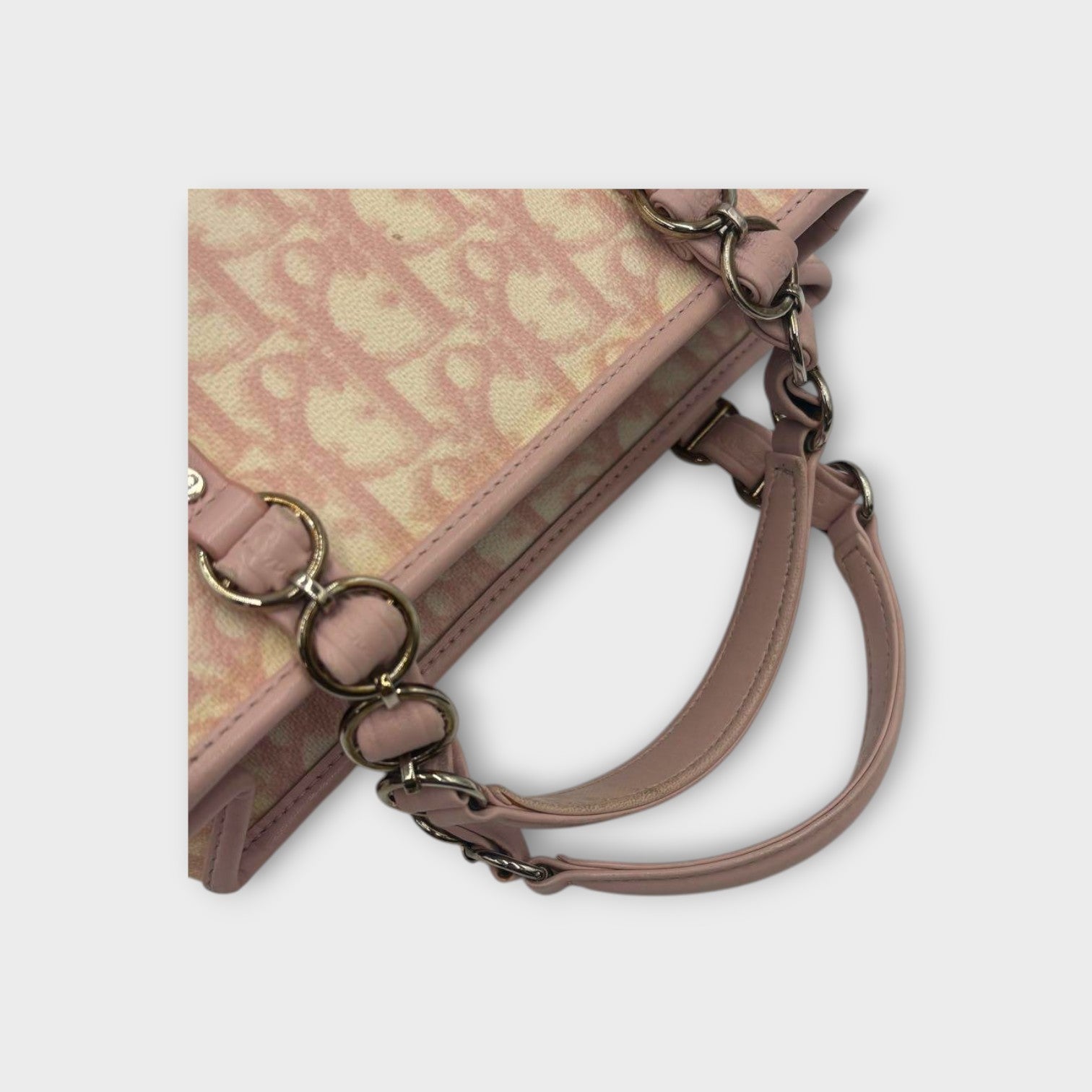 Christian Dior Romantic Trotter Handbag Tote Bag Leather PVC Pink 【B】