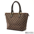 LOUIS VUITTON Saleya PM Tote Bag Handbag N51183 Brown Damier Canvas Leather