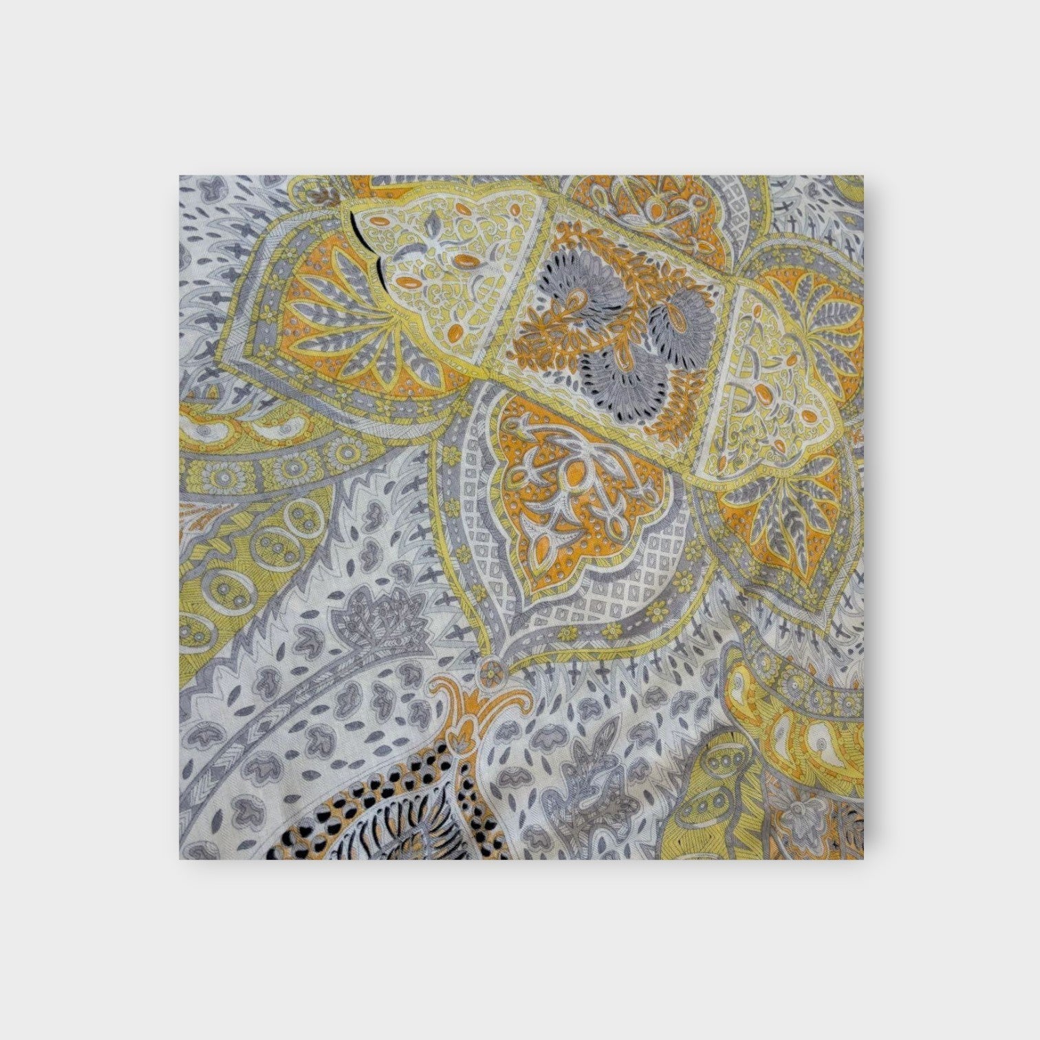Hermès Carré 140 Herringbone "Jardin de la Maharani" Silk Scarf Bandana 【S】