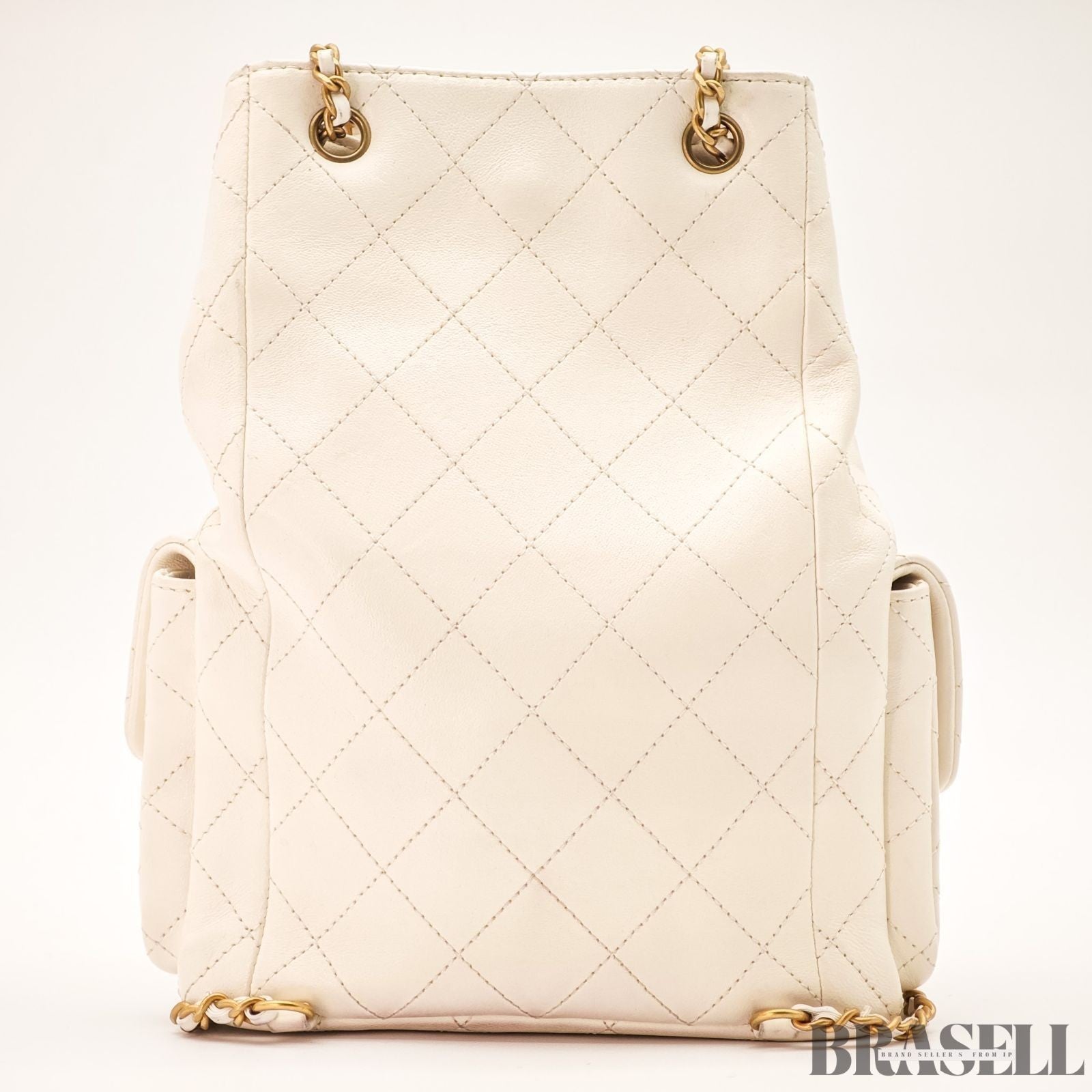 Chanel Matelassé Chain Backpack White Rucksack Bag Gold Hardware Women