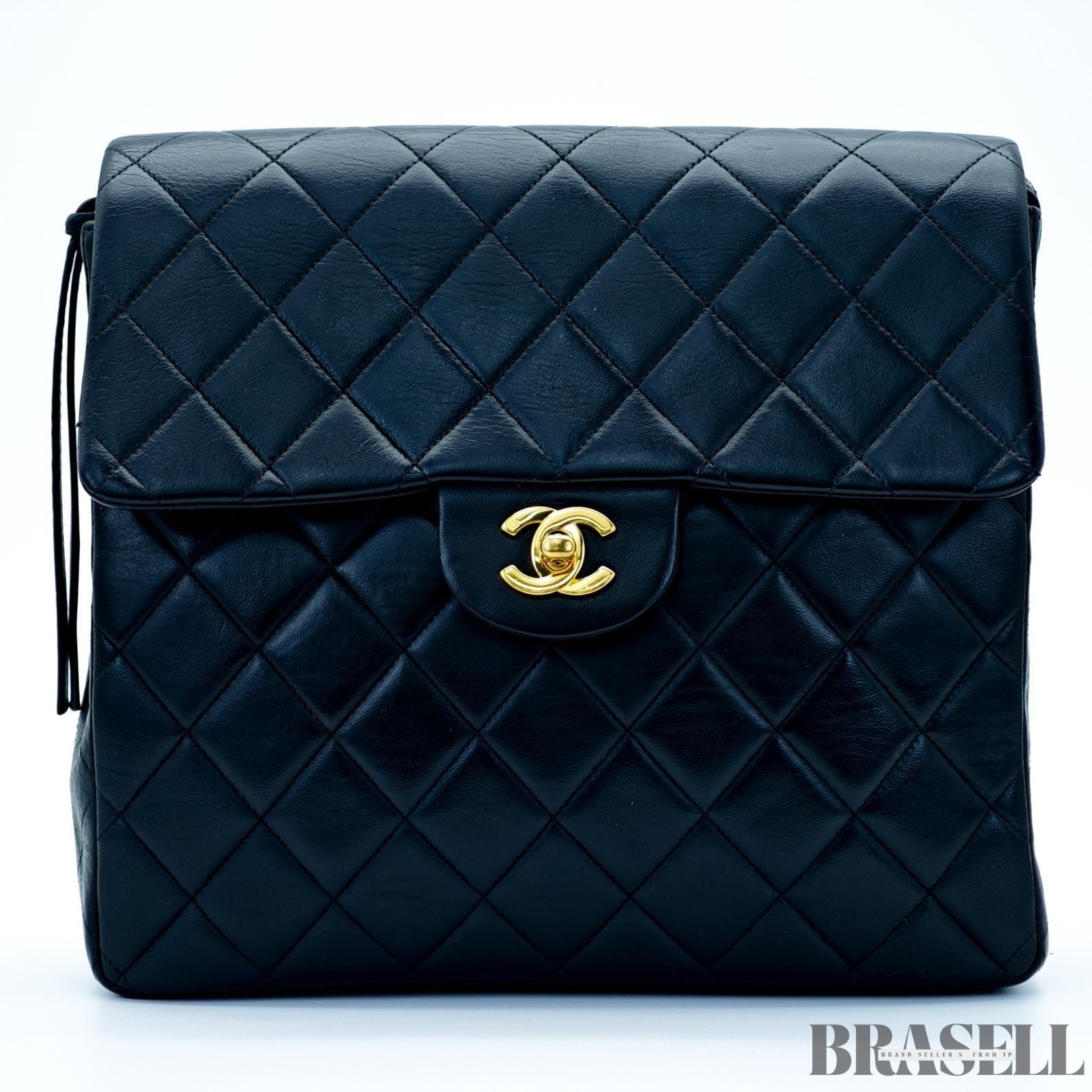 Chanel Matelassé Vintage Square Backpack 4B000272 Bag Flap Black Ladies