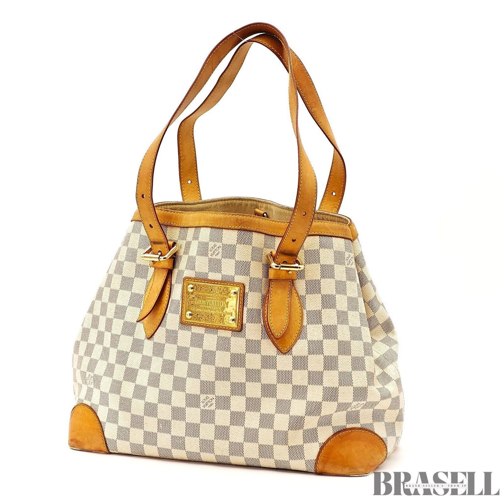 Louis Vuitton Damier Azur Hampstead MM N51206 Tote Bag Large White Brown