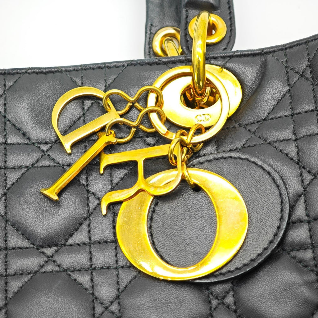 Dior Lady Dior Large 2-Way Bag Lage Black Women's