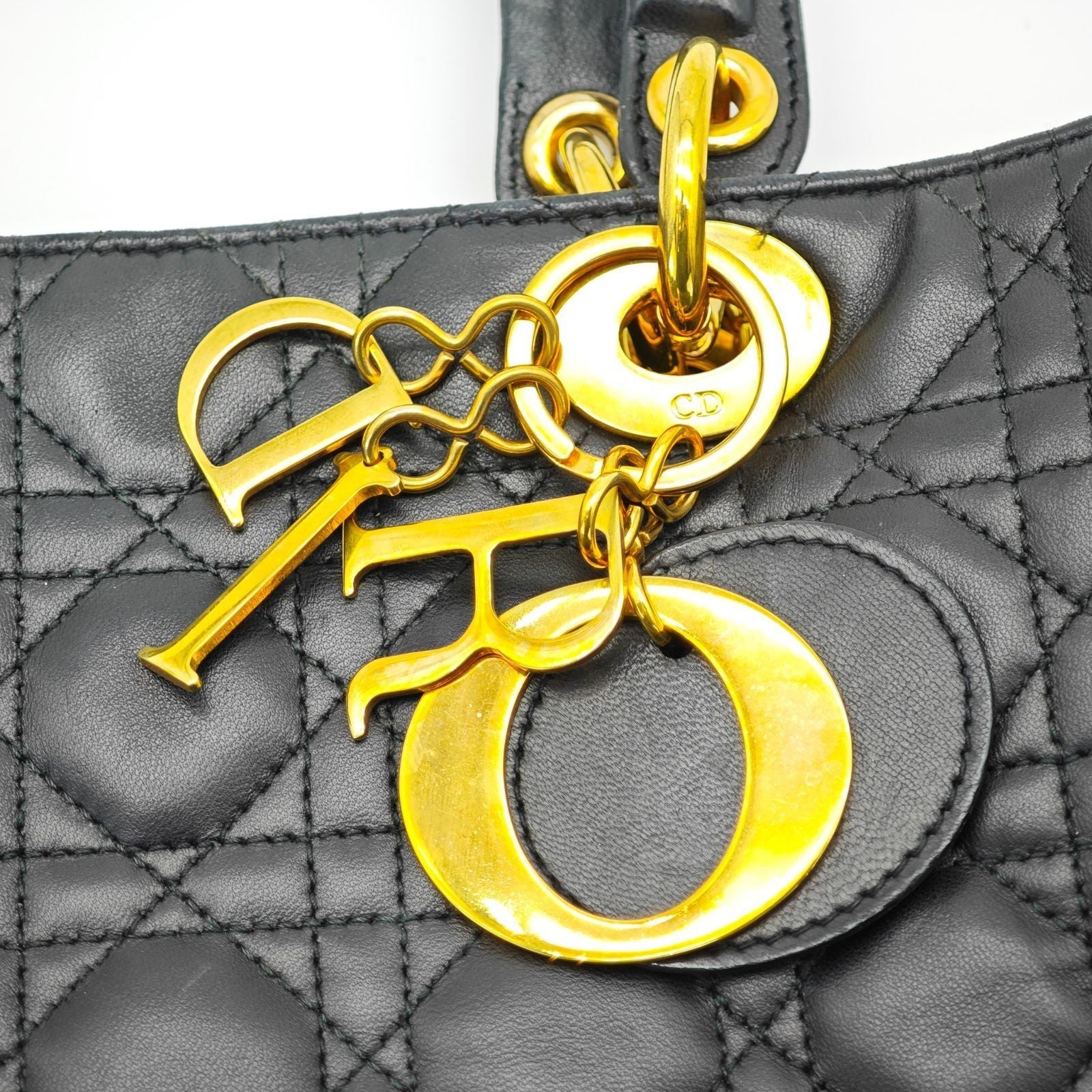 Dior Lady Dior Large 2-Way Bag Lage Black Women's