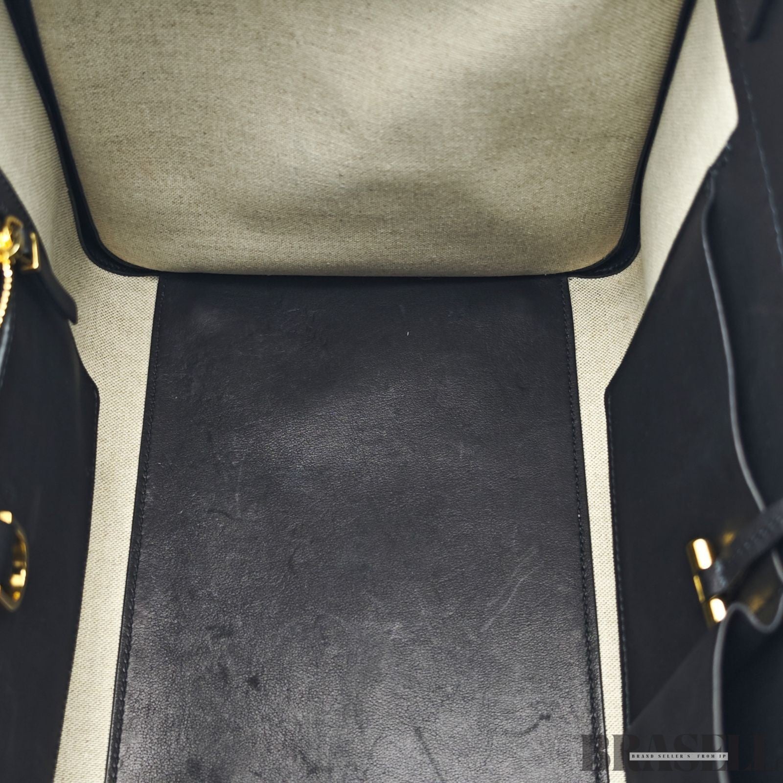 The Row Margaux 15 Handbag Tote Bag Black Beige Canvas Leather Woman
