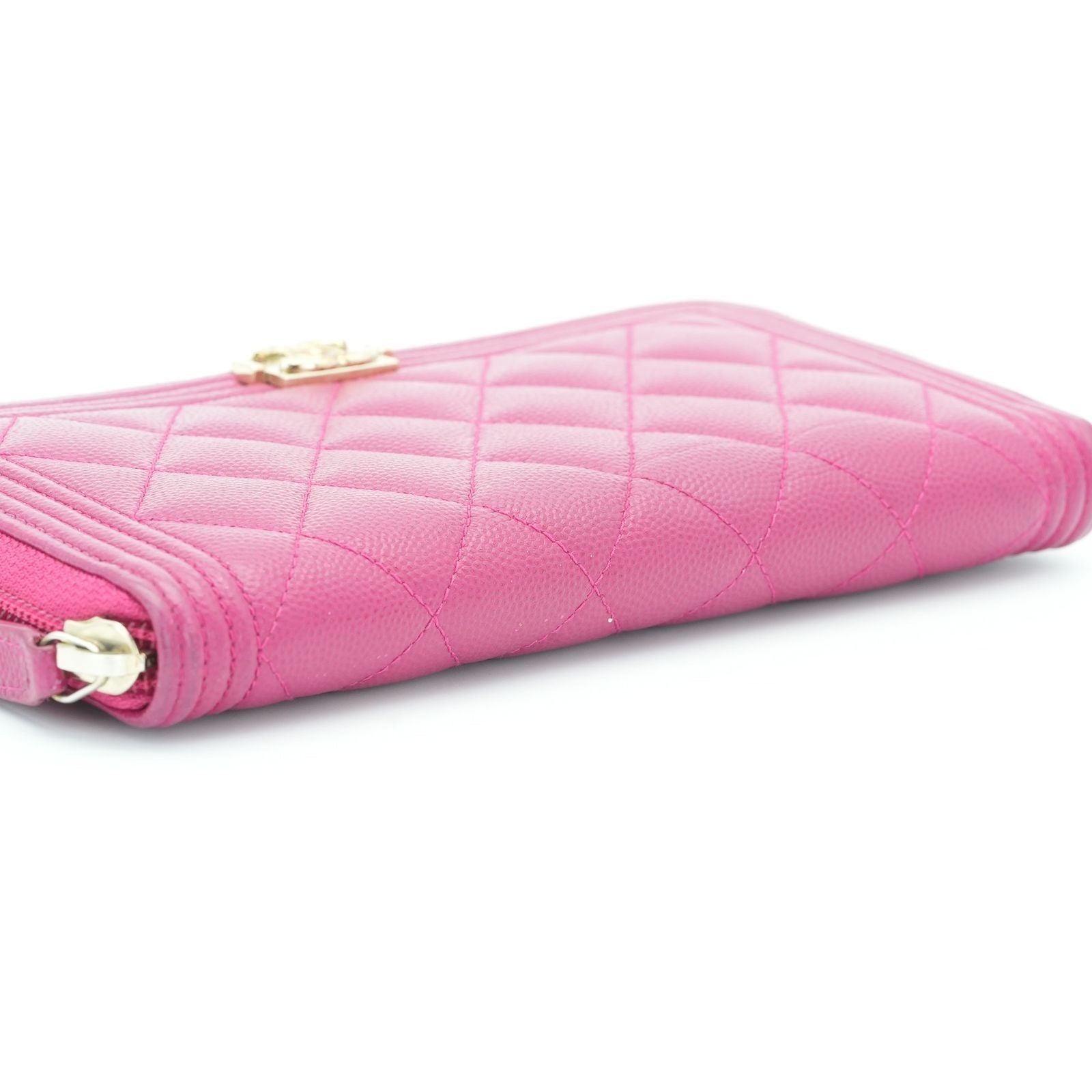 CHANEL Boy Chanel Caviar Leather Long Wallet Pink Women's 23 Series