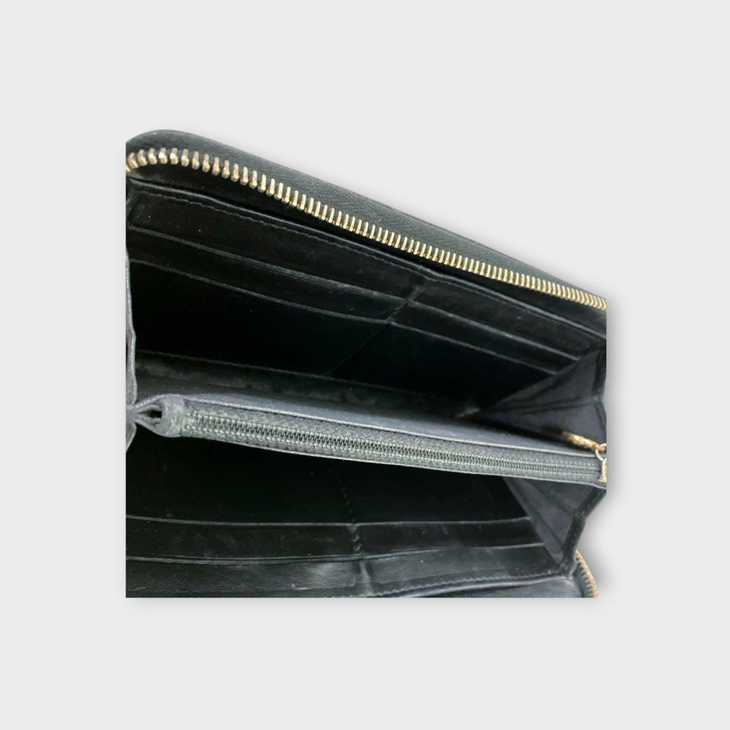 CHANEL Camellia Zippy Long Wallet with Gold Line and Coco Mark