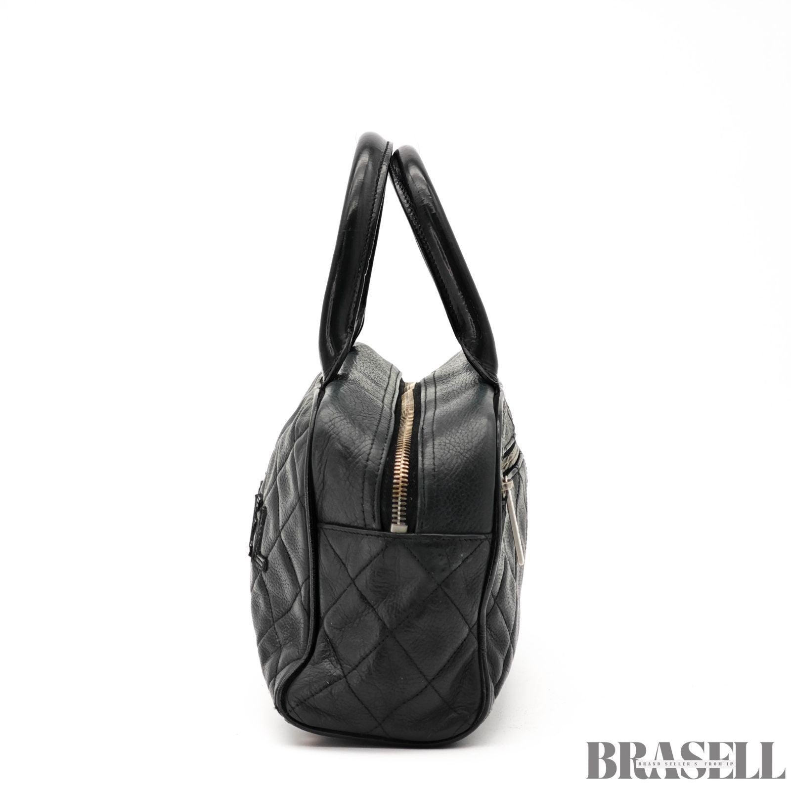 CHANEL Matelassé Caviar Leather Mini Boston Handbag Black with Guarantee Card