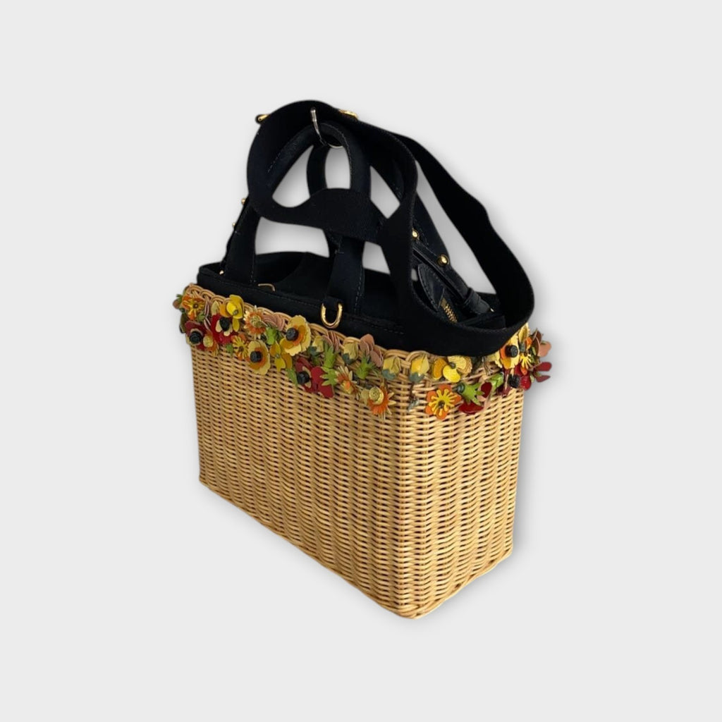 PRADA Midollino Garden Flowers Basket Bag