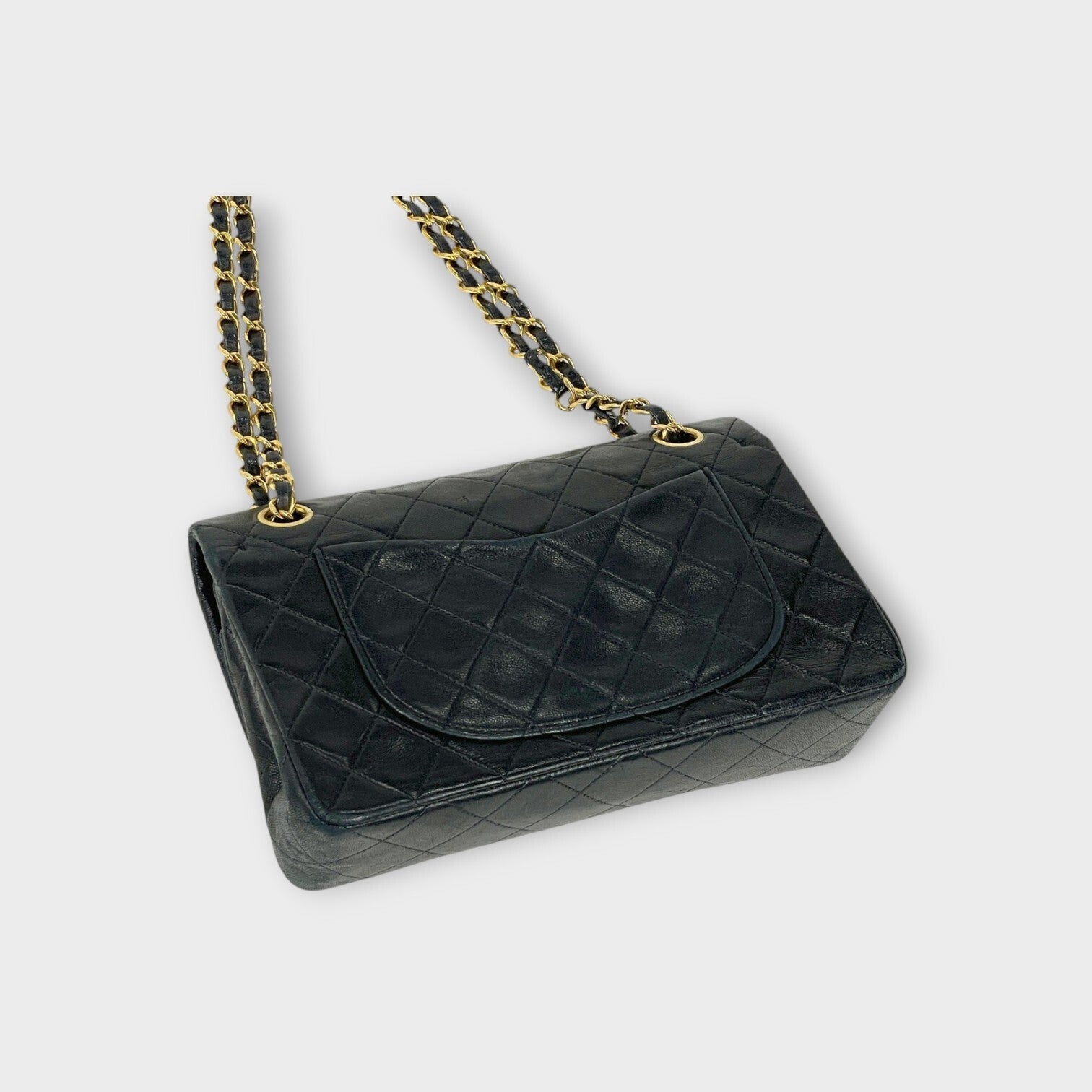 CHANEL MATRASSE W Flap Chain Shoulder Bag Coco Mark Leather Black A01113